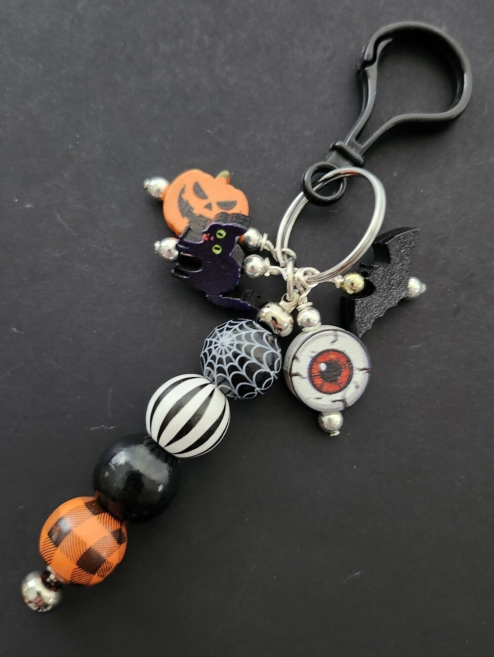Kids Halloween Backpack or Costume Charm Pumpkin Eye Black Cat Bat Handcrafted